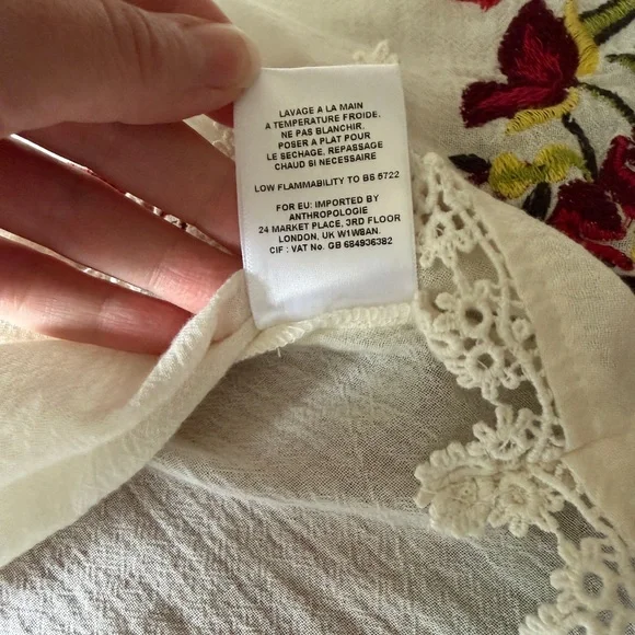 Velvet Graham & Spencer Cream Floral Embroidered Jeslyn Blouse - Picture 9 of 11